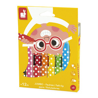 Janod Flamastry Jumbo 8 kolorów 12m+