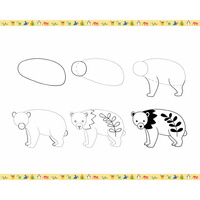 Janod Zestaw kreatywny Rysowanie krok po kroku Zwierzęta 20 rysunków 7+