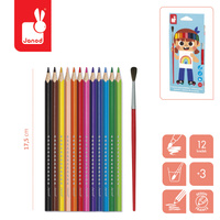 Janod Kredki akwarelowe z pędzelkiem 12 kolorów 3+