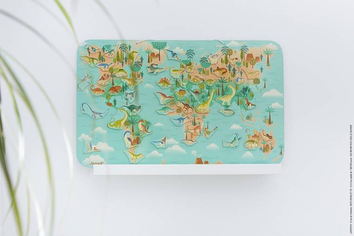 Janod Układanka drewniana magnetyczna Mapa świata z 50 magnesami Dinozaury 7+