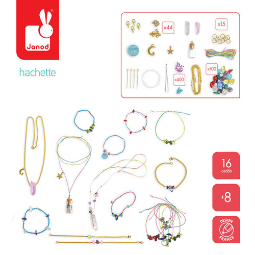 Janod Zestaw kreatywny do tworzenia biżuterii z kamieniami przynoszącymi szczęście 8+