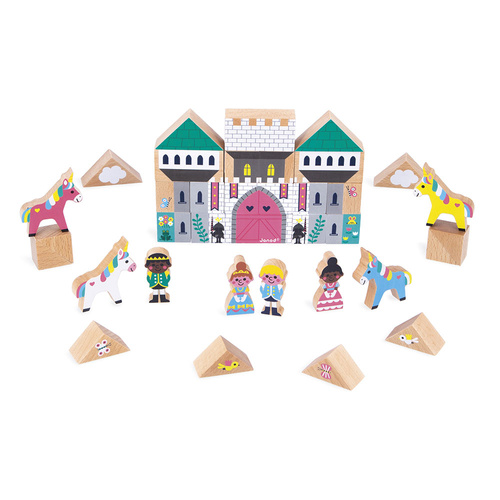Janod Zestaw klocków i figurek 37 el. Zaczarowane królestwo Cross Roads 2+