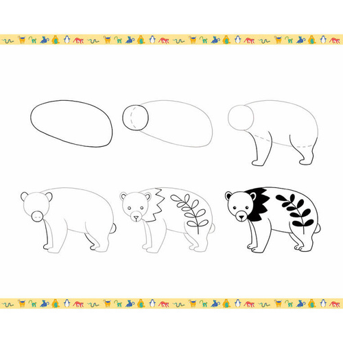 Janod Zestaw kreatywny Rysowanie krok po kroku Zwierzęta 20 rysunków 7+