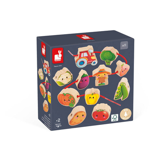 Janod Nawlekanka z drewnianymi warzywami Farma 2+