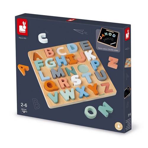 Drewniane puzzle Alfabet 3D z tablicą Sweet Cocoon, Janod