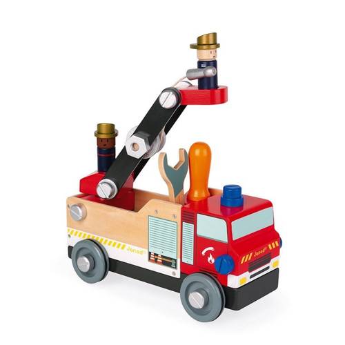 Drewniany wóz strażacki do składania z narzędziami Brico'kids, Janod