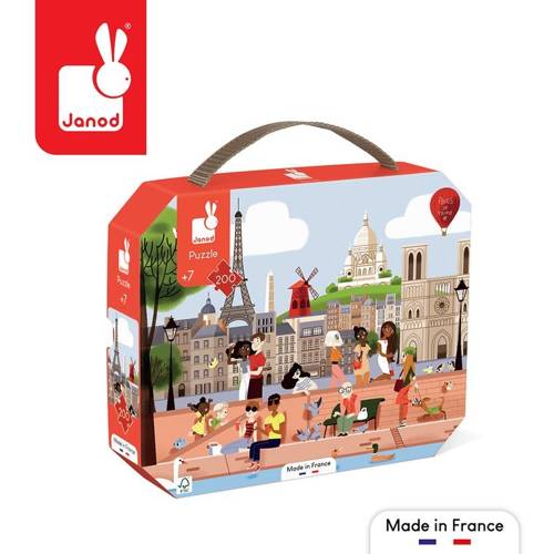 Janod Puzzle w walizce Paryż 200 elementów 7+ Made in France