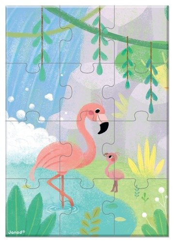 Mini puzzle do kolekcjonowania Zwierzątka 12 el. 3+, opakowanie zbiorcze 12 sztuk (2 x 6 wzorów), Janod