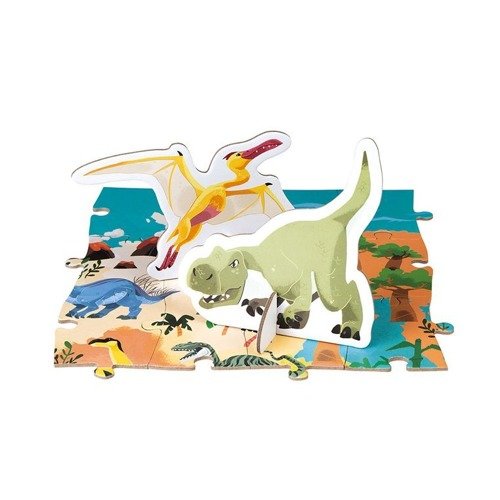 Puzzle edukacyjne z figurkami 3D Dinozaury 200 elementów 6+, Janod