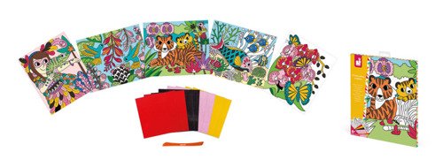 USZKODZONE OPAKOWANIE Zestaw kreatywny Aksamitne karty Tropikalna dżungla 6+, Janod